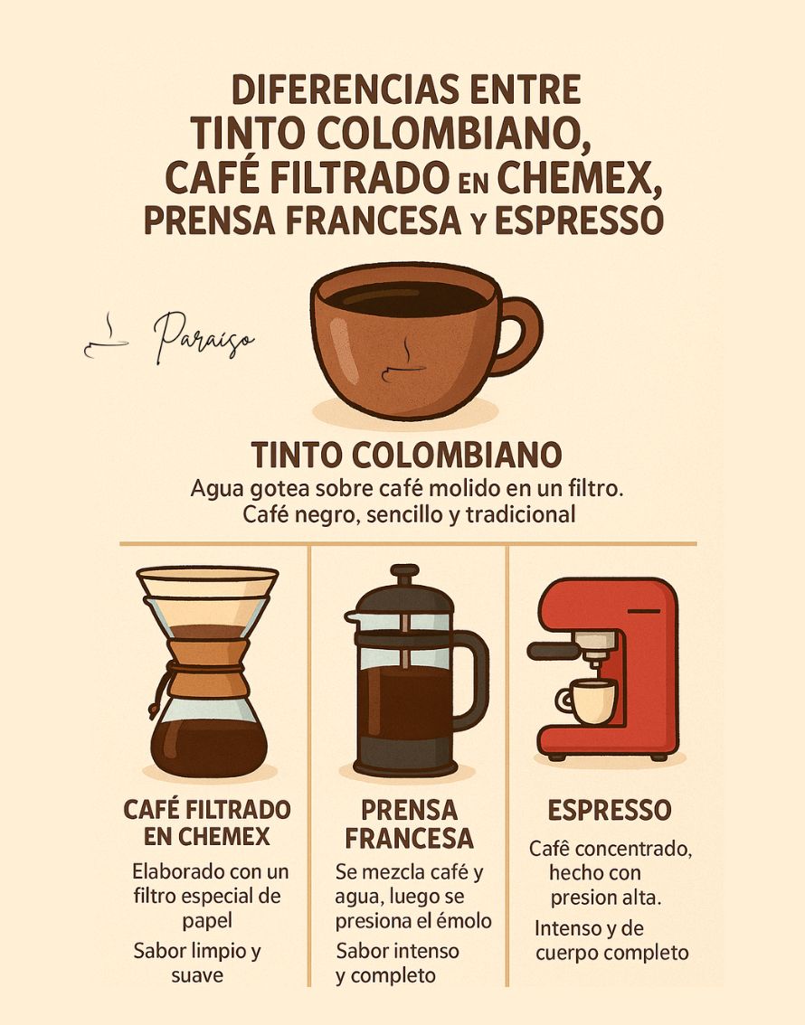 ¿Cuales son las diferencias entre Tinto, Filtrado y otras preparaciones